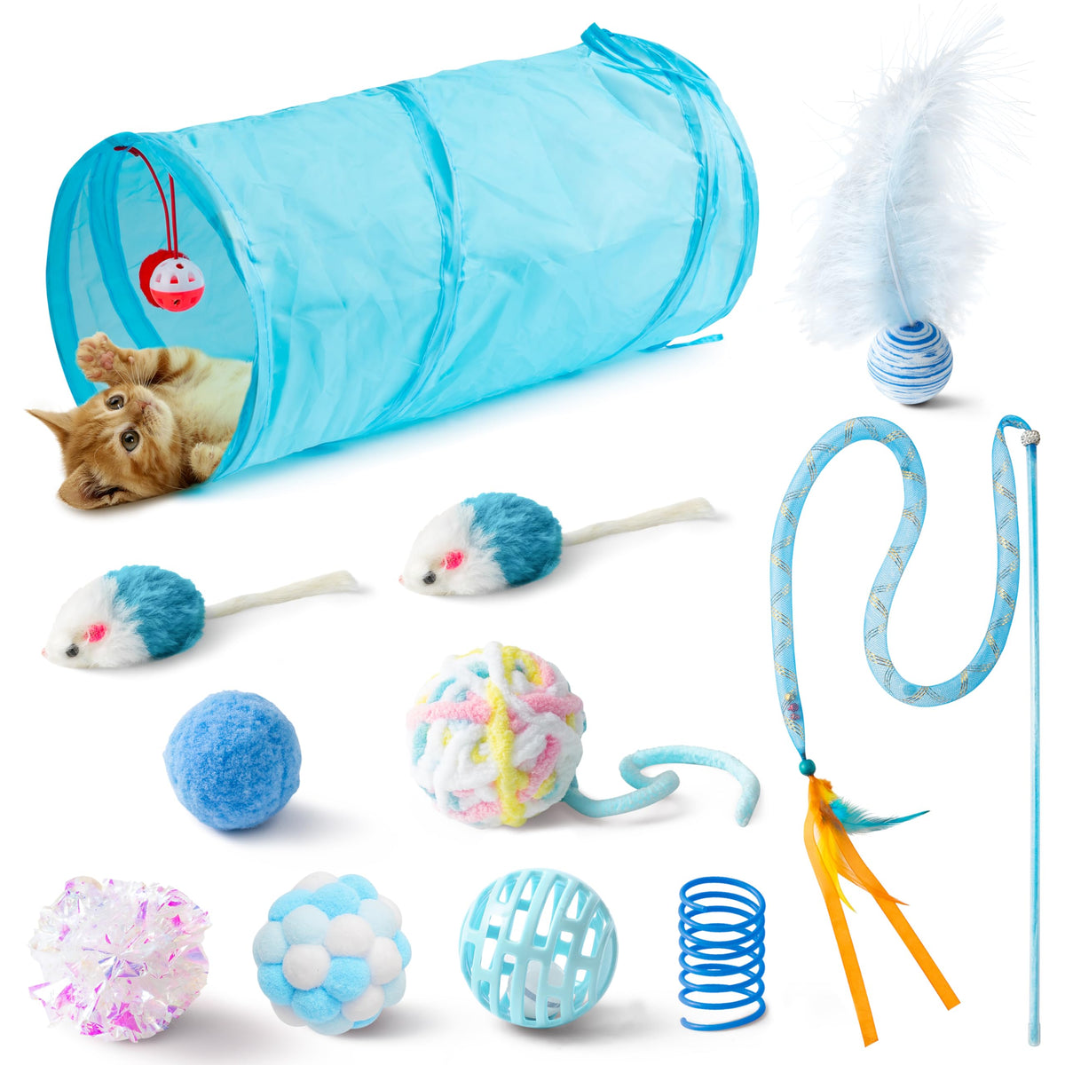 Blue Whisker Wonderland 11pc Cat Toy Set